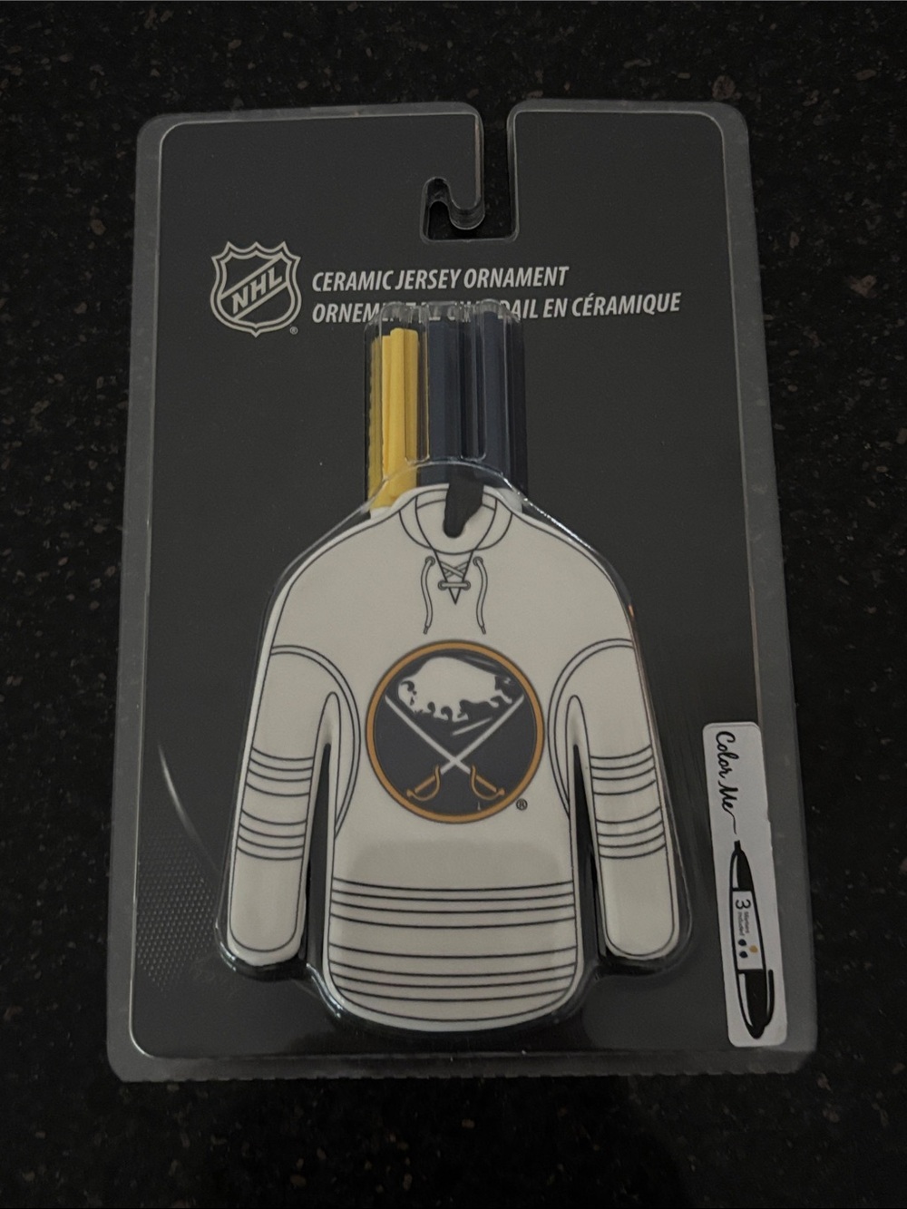 NHL Buffalo Sabres White and Navy Ceramic Jersey Ornament Color Me Craft Kit